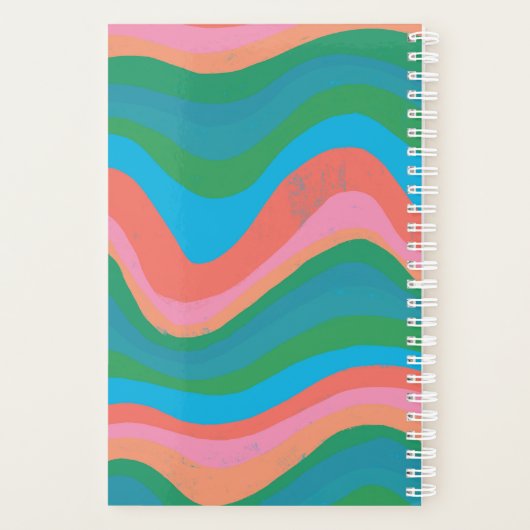 Grüne rosa Wellen Streifen farbenfroh kühl CUSTOM Planer (Rückseite)
