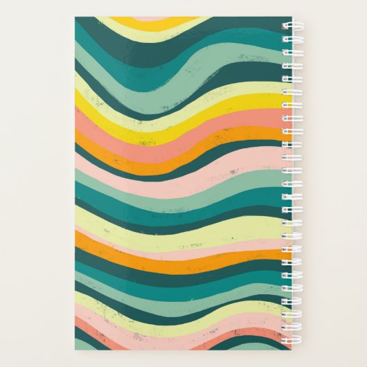 Grüne rosa Wellen Streifen farbenfroh kühl CUSTOM Planer (Rückseite)