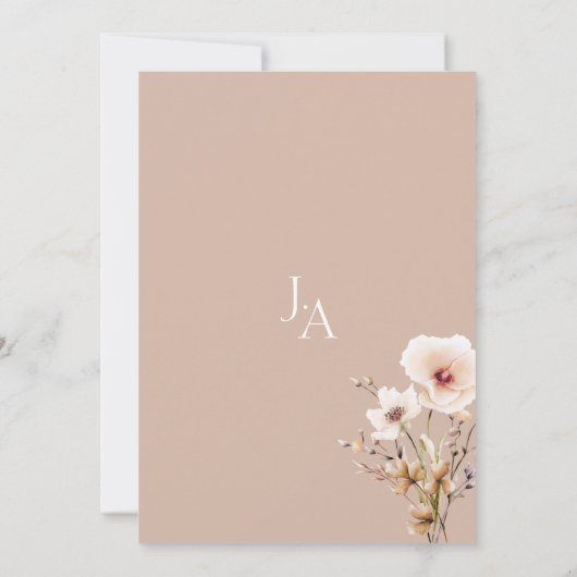 Grüne Rosa Wildblumen Blumenzehen Einladung (Rückseite)