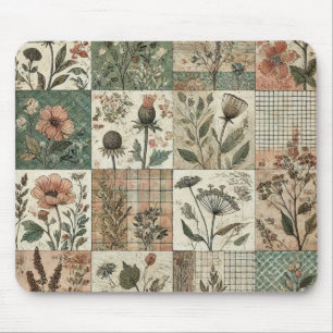 Grüne Rosafarben-Rosa-Patchwork-Blumenmuster-Stegk Mousepad