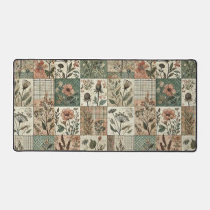 Grüne Rosafarben-Rosa-Patchwork-Blumenmuster-Stegk Schreibtischunterlage