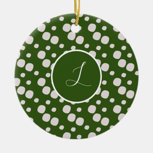 Grüne rosafarbene Punkte Keramik Ornament (Vorne)