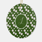 Grüne rosafarbene Punkte Keramik Ornament (Links)