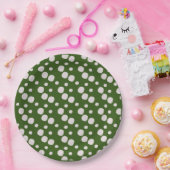 Grüne rosafarbene Punkte Pappteller (Party)