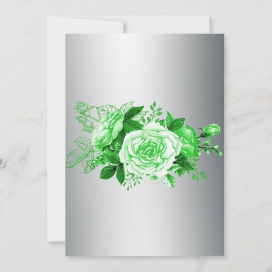Grüne Rose auf Silberhochzeit Einladung (Rückseite)