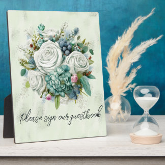 Grüne Rose Bitte unterschreiben Sie unser Gästebuc Fotoplatte