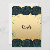 Grüne Rose Blume Getränke-Karte Einladung (Rückseite)