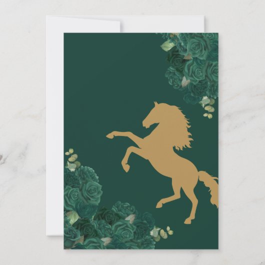 Grüne Rose Blumenland Western Quinceanera Einladung (Rückseite)