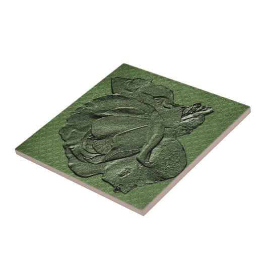 Grüne Rose Blumenstrauß Tile Fliese (Seite)