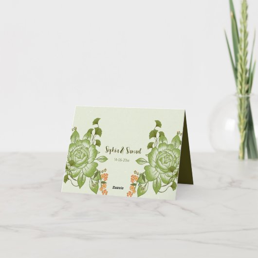 Grüne Rose Blumenzettel Dankeskarte (Rückseite)