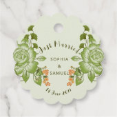 Grüne Rose Blumenzettel Geschenkanhänger (Rückseite)