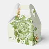 Grüne Rose Blumenzettel Geschenkschachtel (Rückseite)