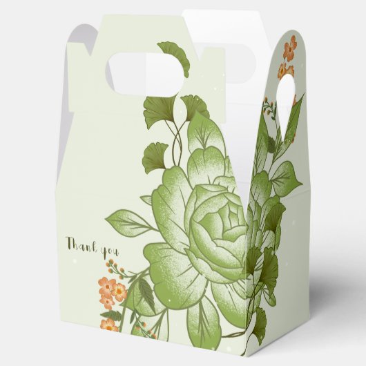 Grüne Rose Blumenzettel Geschenkschachtel (Geöffnet)