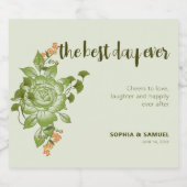 Grüne Rose Blumenzettel Schaumweinetikett (Einzelnes Label)