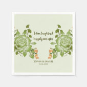 Grüne Rose Blumenzettel Serviette (Vorderseite)