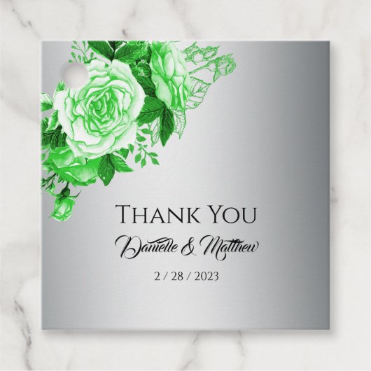 Grüne Rose Botanische Elegance Silberne Hochzeit Geschenkanhänger (Vorderseite)