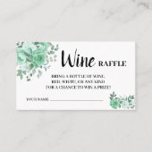 Grüne Rose Brautparty-Karte für Weinverkostung Platzkarte (Vorderseite)
