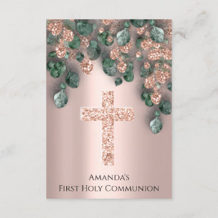 Grüne Rose Erste Heilige Kommune Christliches Kreu Einladung