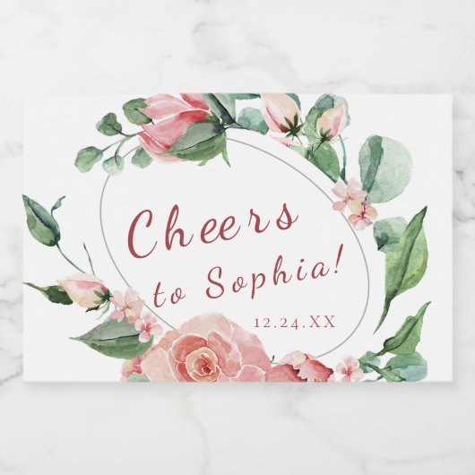 Grüne Rose Florenz Schaumweinetikett (Einzelnes Label)