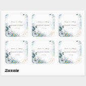 Grüne Rose für Wasserfarbenprägung Quadratischer Aufkleber (Blatt)