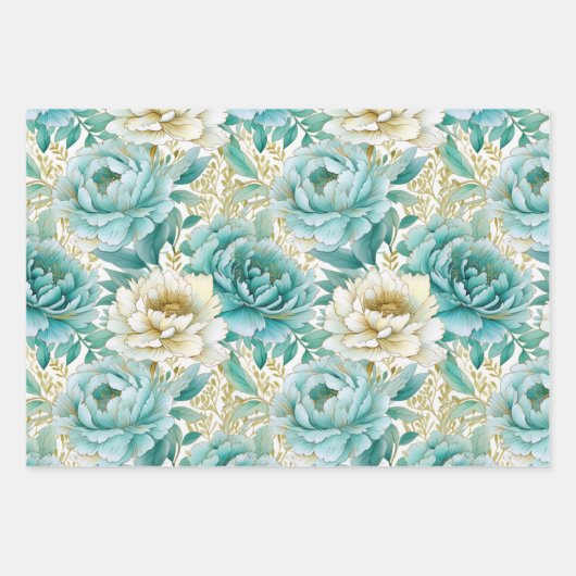 Grüne Rose Geschenkpapier Set (Vorderseite 3)