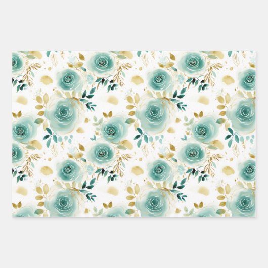 Grüne Rose Geschenkpapier Set (Vorderseite 2)