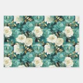 Grüne Rose Geschenkpapier Set (Vorderseite)