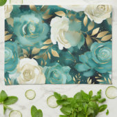 Grüne Rose Geschirrtuch (Gefaltet)