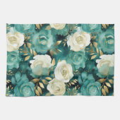 Grüne Rose Geschirrtuch (Horizontal)