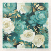 Grüne Rose Glasuntersetzer (Vorderseite)