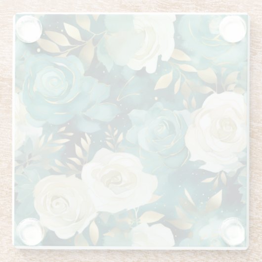 Grüne Rose Glasuntersetzer (Rückseite)