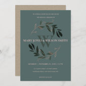 GRÜNE ROSE GOLD FOLIAGE WREATH WEDING INVITE DANKESKARTE (Vorne/Hinten)