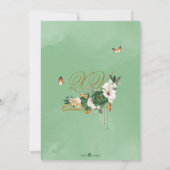 Grüne Rose Gold Tiara Butterfly Quinceanera Einladung (Rückseite)