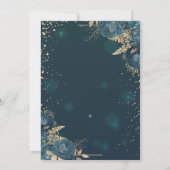 Grüne Rose, Gold Tiara, Diamonds Quinceañera Einladung (Rückseite)