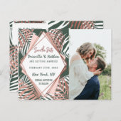 Grüne Rose Gold Tropical Palm Tree Leaf Rett Datum Postkarte (Vorne/Hinten)