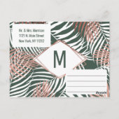 Grüne Rose Gold Tropical Palm Tree Leaf Rett Datum Postkarte (Rückseite)