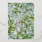 Grüne Rose Goldfolie Blätter Hochzeit Folieneinladung (Rückseite)