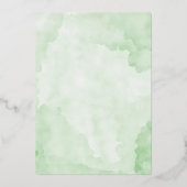 Grüne Rose Goldfolie Blätter Hochzeit Folieneinladung (Rückseite)