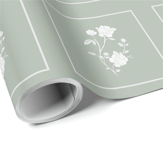 Grüne Rose Hochzeitspapier Geschenkpapier (Rolleneckpunkt)