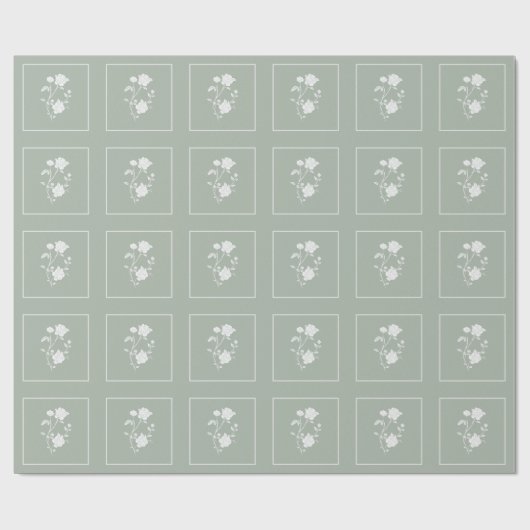 Grüne Rose Hochzeitspapier Geschenkpapier (Flach)