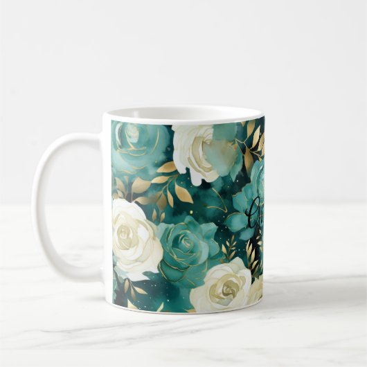 Grüne Rose Kaffeetasse (Links)