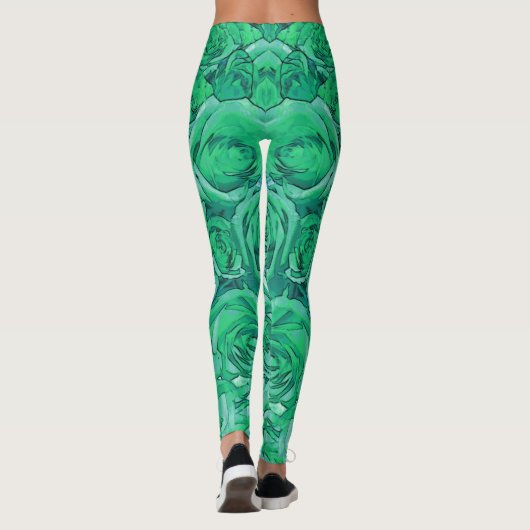 Grüne Rose Leggings (Rückseite)