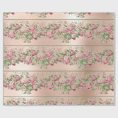 Grüne Rose mit blühender Minze Pink Pearly Pastel Geschenkpapier (Flach)