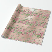 Grüne Rose mit blühender Minze Pink Pearly Pastel Geschenkpapier (Ungerollt)
