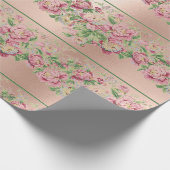 Grüne Rose mit blühender Minze Pink Pearly Pastel Geschenkpapier (Ecke)