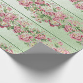 Grüne Rose mit Blumenguss Pink Pearly Pastel Vip Geschenkpapier (Ecke)
