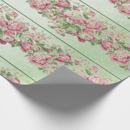 Grüne Rose mit Blumenguss Pink Pearly Pastel Vip Geschenkpapier (Ecke)