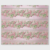 Grüne Rose mit Blumenguss Pink Pearly Pastel Vip Geschenkpapier (Flach)