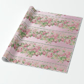 Grüne Rose mit Blumenguss Pink Pearly Pastel Vip Geschenkpapier (Ungerollt)