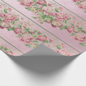 Grüne Rose mit Blumenguss Pink Pearly Pastel Vip Geschenkpapier (Ecke)